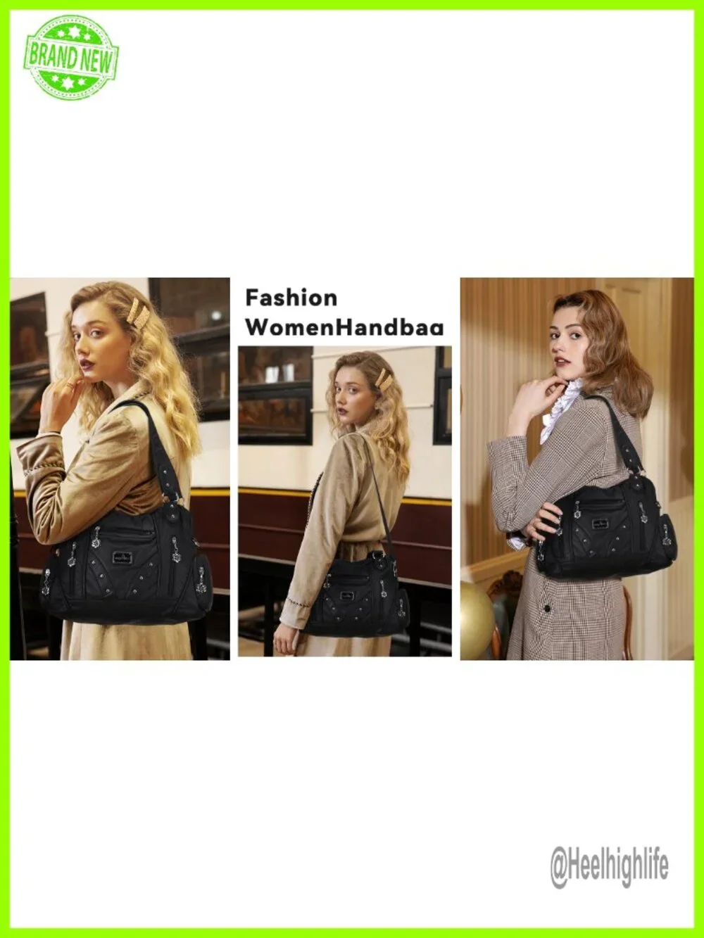 PU Leather Hobo Bag Crossbody Purse Large Shoulder Bag with Stud Design